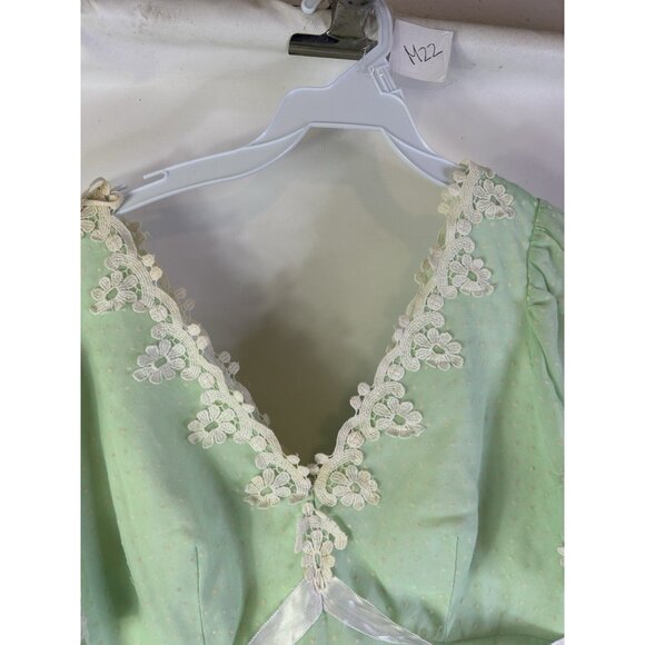 Vintage 60s Handmade Lace Trim Tiered Flounce Maxi Dress Cottagecore - Picture 10 of 10